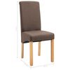 vidaXL Dining Chair Set of 6 Brown Fabric, Wood Ergonomic Dining Chair