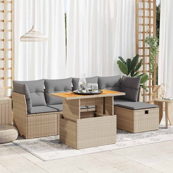 vidaXL Garden Sofa Set Beige Poly Rattan Large Modular Garden Sofa Set