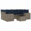 vidaXL 7 Piece Garden Sofa Set with Cushions Grey Poly Rattan