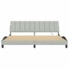 vidaXL Bed Frame with LED without Mattress "Hanko" Light Gray 76"x79.9" Velvet