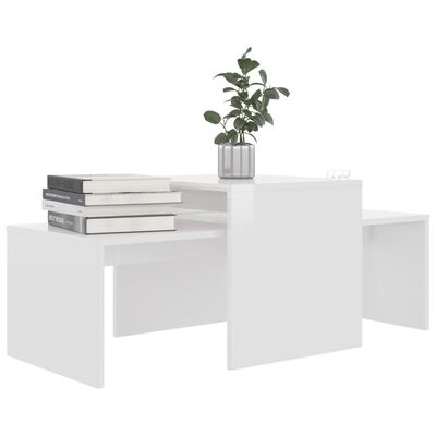 vidaXL Coffee Table Set High Gloss White 39.4"x18.9"x15.7" Engineered Wood