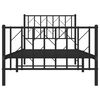 vidaXL Bed Frame Black Powder-Coated Steel Single Bed Frame