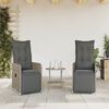 vidaXL Reclining Garden Chair Set of 2 Grey PE rattan, powder-coated steel