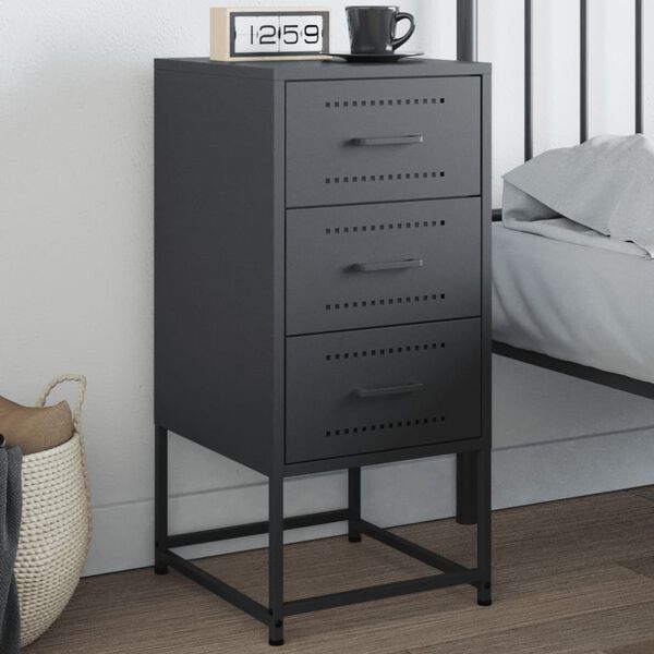vidaXL Bedside Cabinet Anthracite Steel 14.2 x 15.4 x 30.7 in