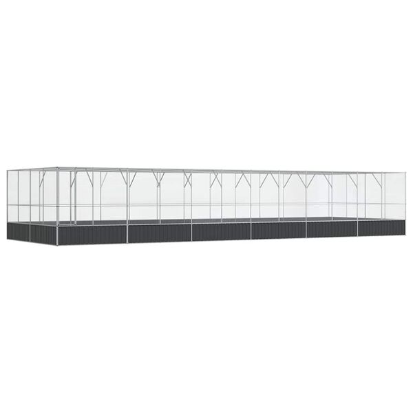 vidaXL Aviary Silver and anthracite Galvanized steel Large Aviary