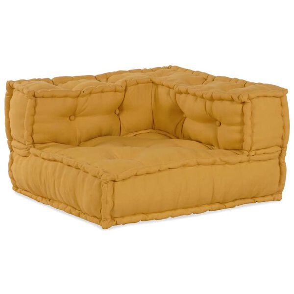 vidaXL Pouffe Yellow 100% Cotton Medium