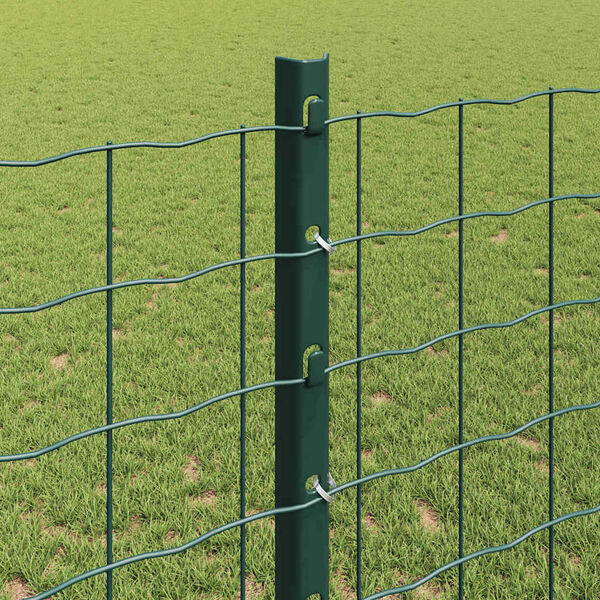 vidaXL Fence Posts Height Adjustable Manual 44 pcs Green 63" Steel