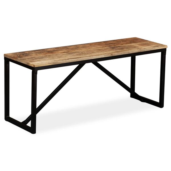 vidaXL Bench Wood with Black Legs Solid Mango Wood, Steel Medium Durable