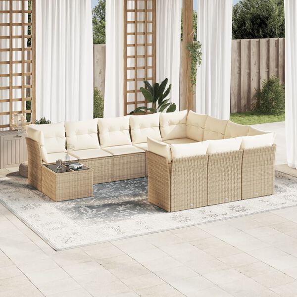 vidaXL Garden Sofa Set Beige, Cream