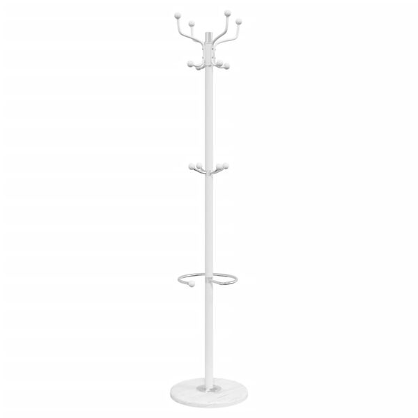 vidaXL Coat Stand White Powder-coated iron and marble