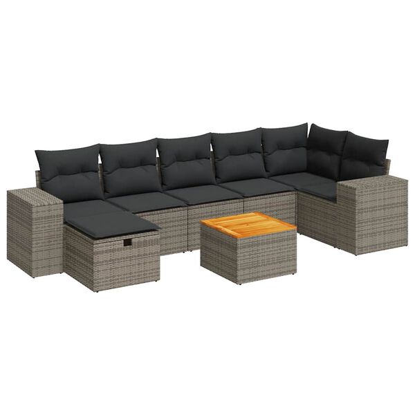 vidaXL Garden Sofa Set Grey PE rattan Large Modular Garden Sofa Set