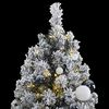 vidaXL Artificial Hinged Christmas Tree Green and white PVC, Iron, Plastic