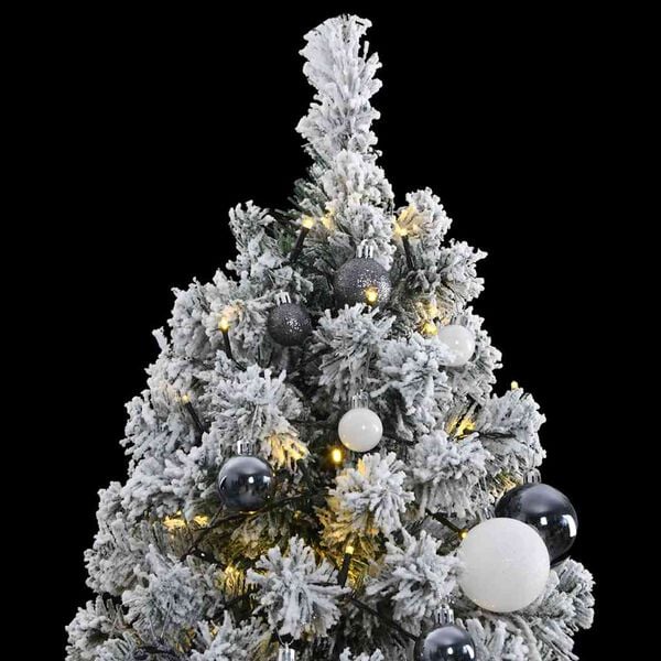 vidaXL Artificial Hinged Christmas Tree Green and white PVC, Iron, Plastic