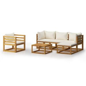 vidaXL Garden Lounge Set Cream Solid acacia wood Standard Modular