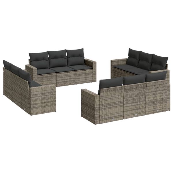 vidaXL Garden Sofa Set Grey PE Rattan Large Modular Garden Sofa Set