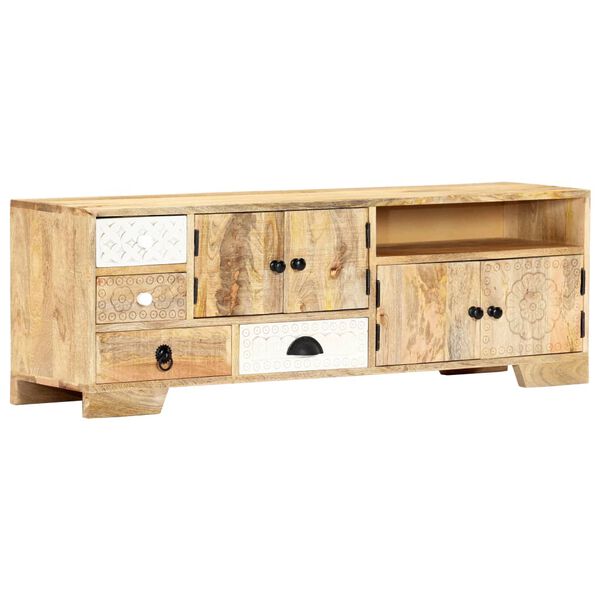 vidaXL TV Cabinet Natural Mango Wood Solid Mango Wood Medium TV Cabinet