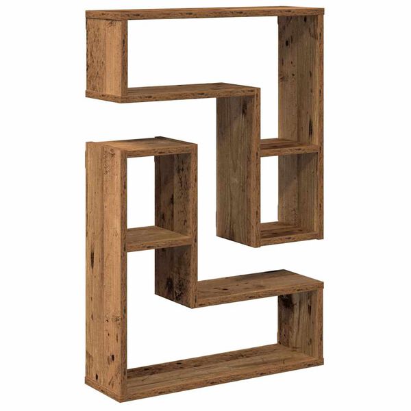 vidaXL Wall Cube Shelf Set of 2 Old wood Engineered wood