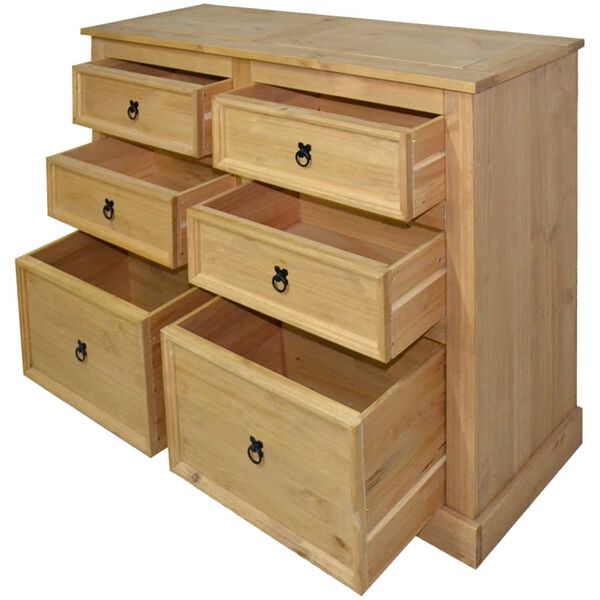 vidaXL Sideboard Brown Solid Pine Wood 43.3 x 16.9 x 31.9 in