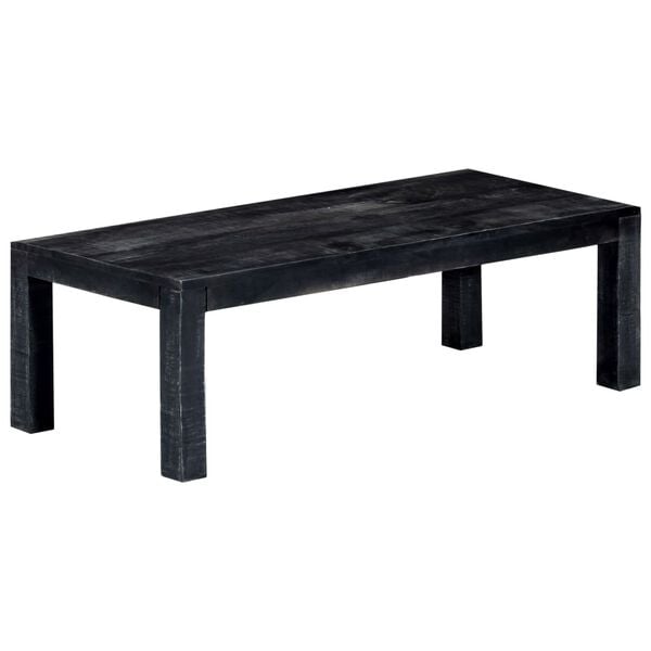 vidaXL Coffee Table Black Solid Mango Wood 43.3x19.7x13.8 in Industrial