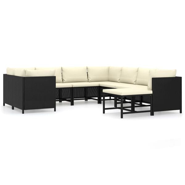 vidaXL Garden Lounge Set Black, Cream White