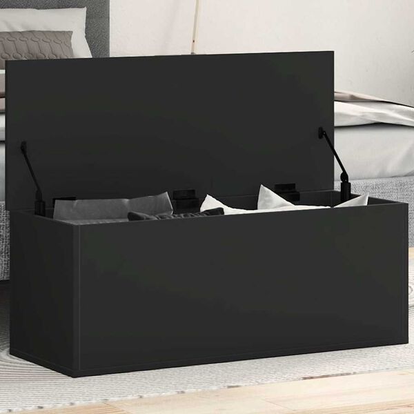 vidaXL Storage Box Black 35.4"x13.8"x13.8" Engineered Wood