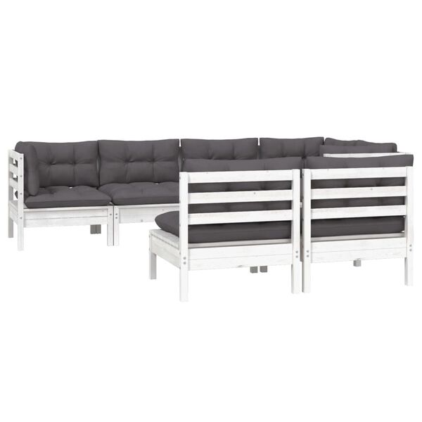 vidaXL Garden Lounge Set White Solid pine wood Medium Seats Many