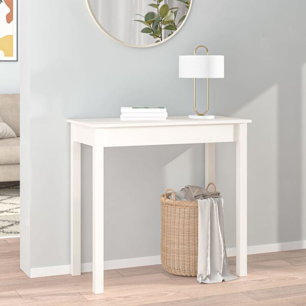 vidaXL Console Table White Solid pine wood 31.5 x 15.7 x 29.5 in Durable
