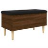 vidaXL Storage Bench Brown Oak, Black Engineered wood, Faux leather Medium