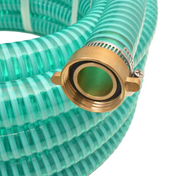 vidaXL Suction Hose Green Plastic, Brass 49.2 feet Durable