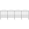 vidaXL Garden Fence with Spear Top Steel 281.3"x78.7" Black