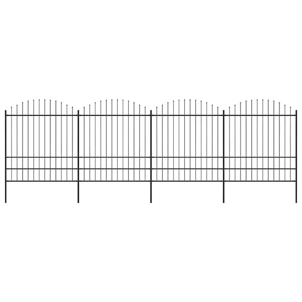vidaXL Garden Fence with Spear Top Steel 281.3"x78.7" Black