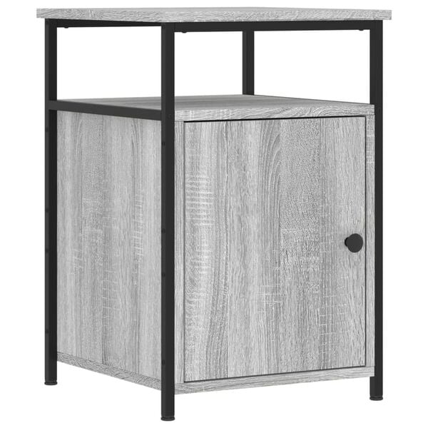 vidaXL Bedside Cabinet Set of 2 Gray Sonoma Engineered Wood, Iron