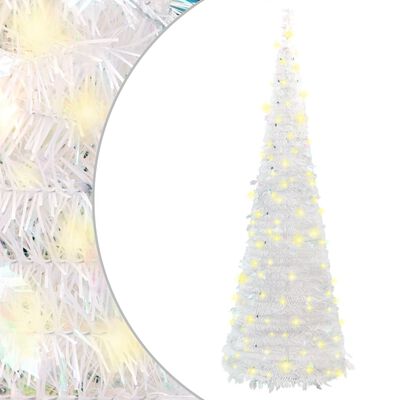 vidaXL Artificial Christmas Tree Pop-up 50 LEDs White 47.2"
