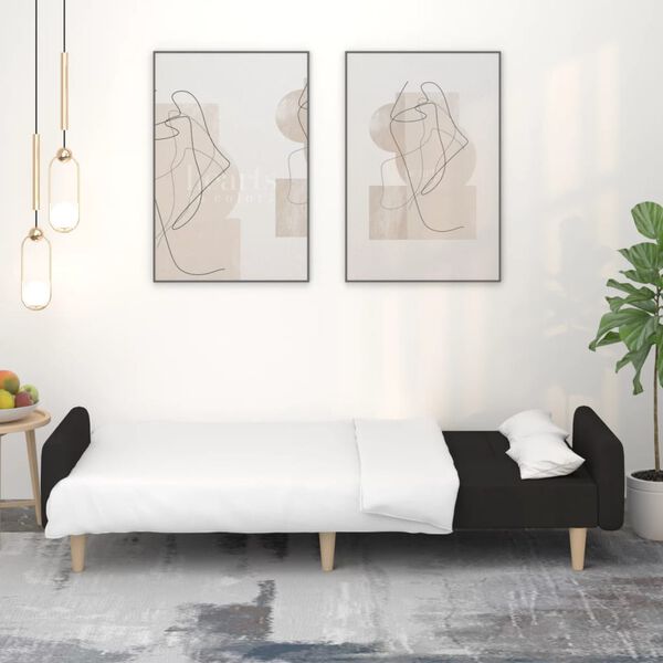 vidaXL Sofa Bed Black Polyester, Wood, Plastic, Foam Medium