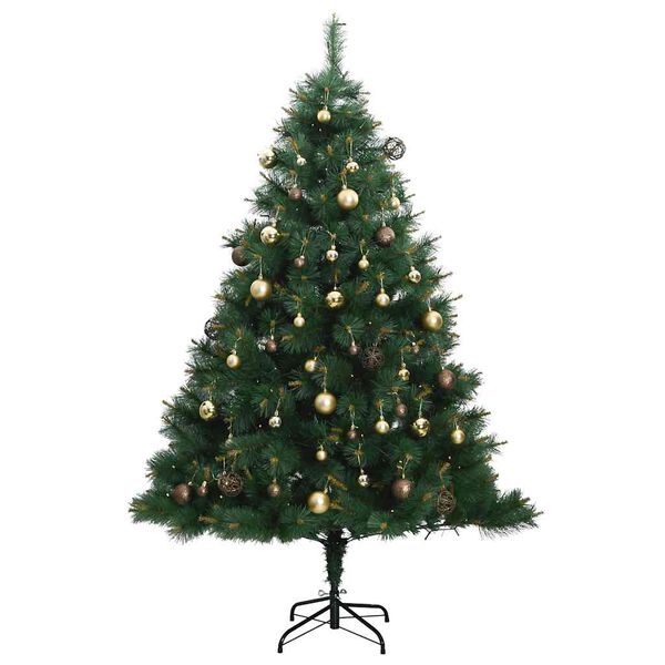 vidaXL Artificial Hinged Christmas Tree 150 LEDs & Ball Set 59.1"