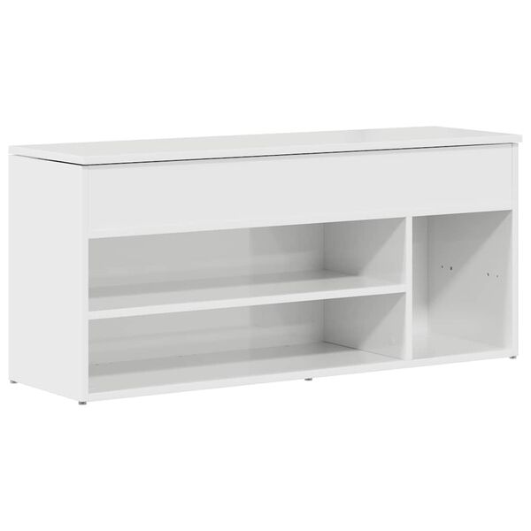 vidaXL Shoe Bench High gloss white Engineered wood Standard Shoe Bench
