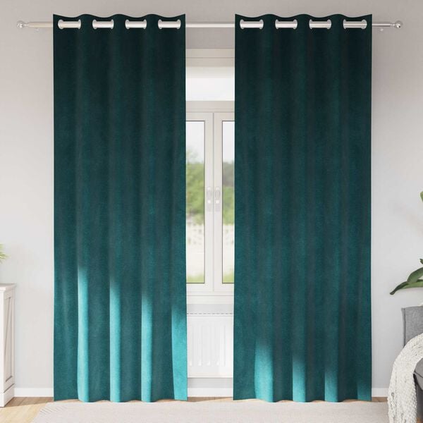 vidaXL Blackout Curtains 2 pcs Dark Green 55.12 x 96.46 in Velvet
