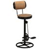 vidaXL Bar Stool Set of 2 Brown Canvas Standard Footrest Bar Stool