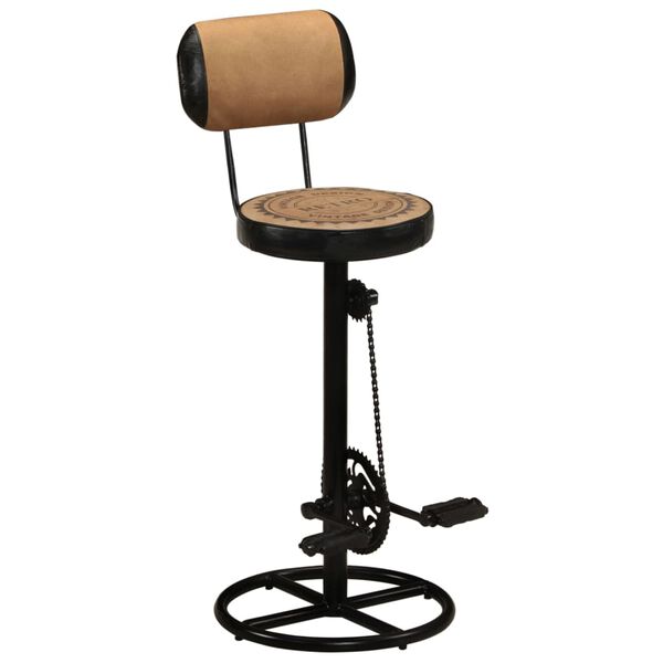 vidaXL Bar Stool Set of 2 Brown Canvas Standard Footrest Bar Stool