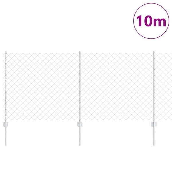 vidaXL Fence with Post Silver 3.28 x 32.81 ft Steel