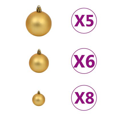 vidaXL Artificial Half Christmas Tree with LEDs&Ball Set Green 59.1"