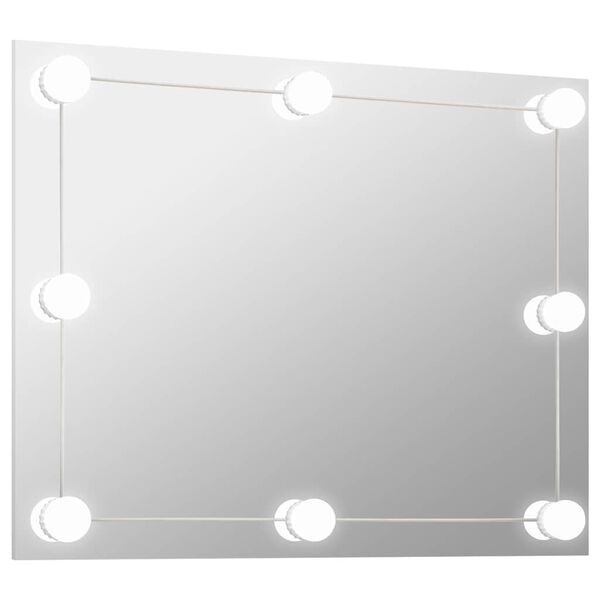 vidaXL Wall Mirror With LED Light Silver Glass, EVA, plastic