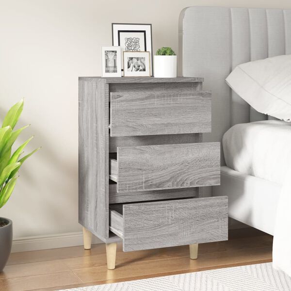 vidaXL Bedside Cabinet Grey sonoma Engineered wood Medium