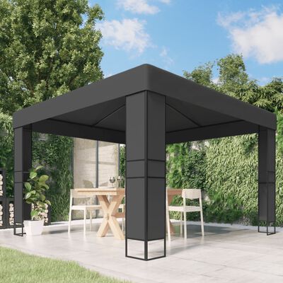 vidaXL Gazebo with Double Roof 9.8'x9.8' Anthracite