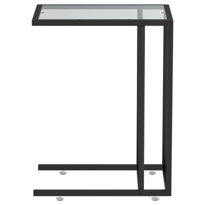 vidaXL Computer Side Table Black 19.7"x13.8"x25.6" Tempered Glass