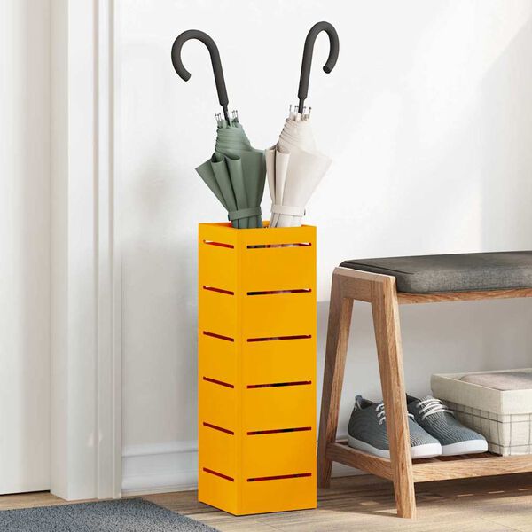 vidaXL Umbrella Stand Mustard 15.5 x 15.5 x 49 cm Metal