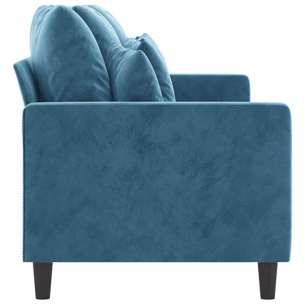 vidaXL 3-seater Sofa Blue Velvet (100% polyester), metal, textilene