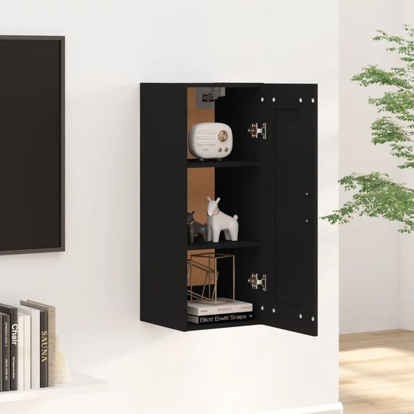 vidaXL Hanging Cabinet Black Engineered wood 35.4 inches tall, compact