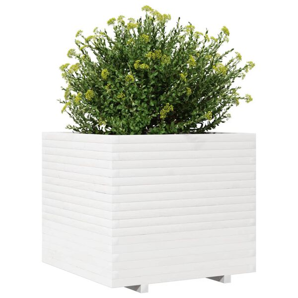 vidaXL Garden Planter White Solid Pine Wood 31.5 x 31.5 x 28.3 in