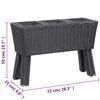 vidaXL Garden Raised Bed with Legs and 3 Pots 28.3"x9.8"x19.7" Poly Rattan Black